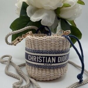 Christian Dior Straw Pouch Mini Shoulder Bag Novelty VIP limited - New No Box